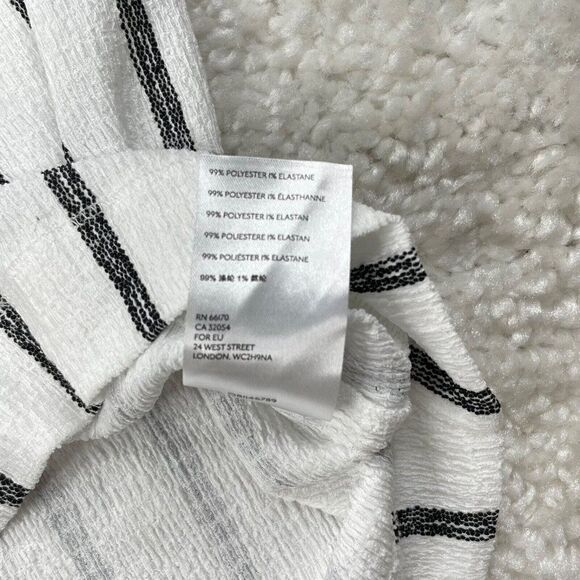 Anthropologie Willa Textured Striped V Neck Top White Black - Picture 5 of 8